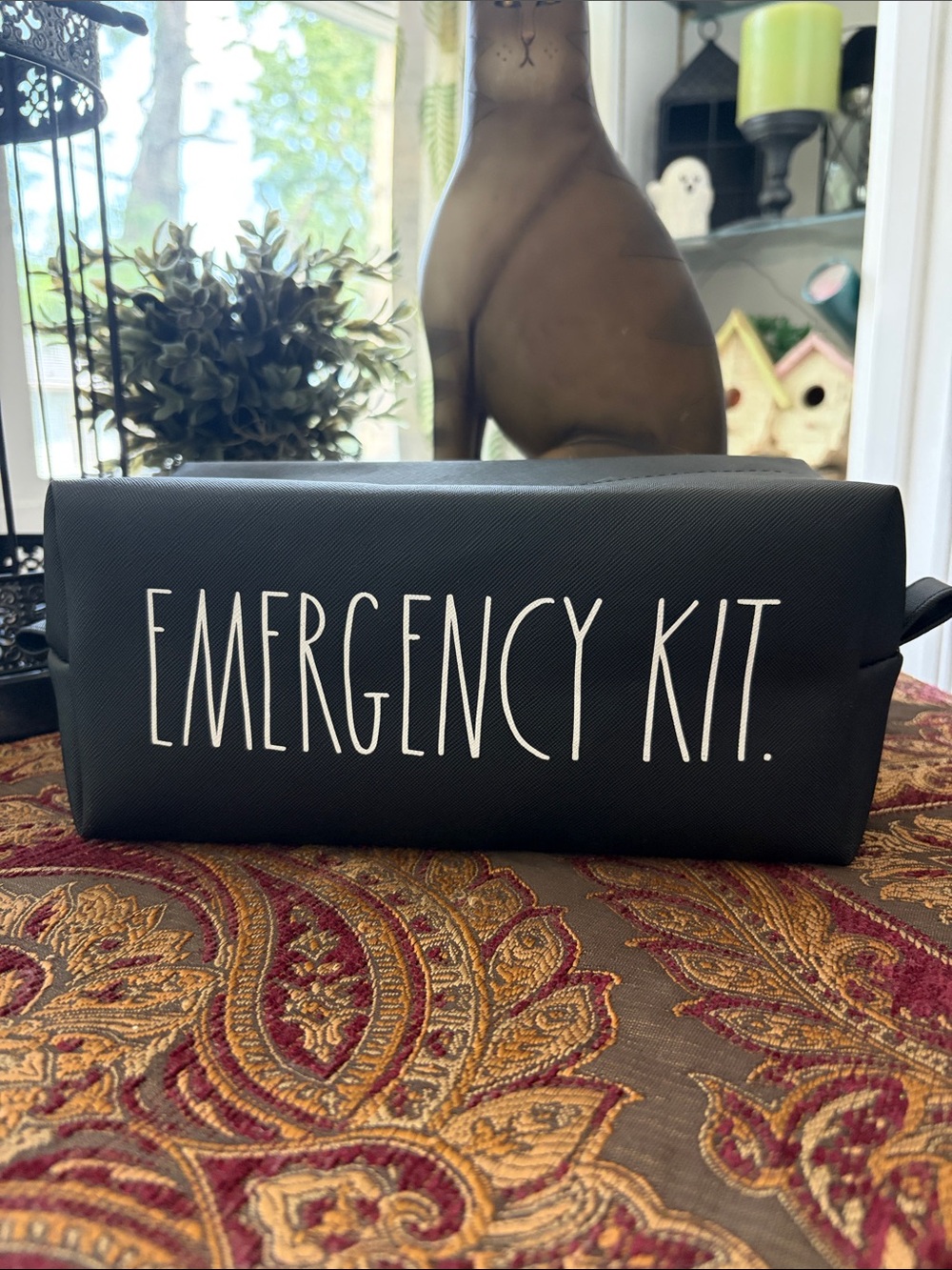 Rae Dunn Black "Emergency Kit" Cosmetic Bag